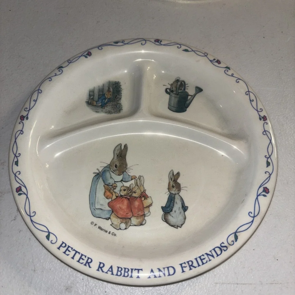 Vintage Peter Rabbit and Friends Toddler Child Melamine Divided Plate by EDEN
